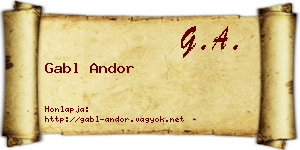 Gabl Andor névjegykártya